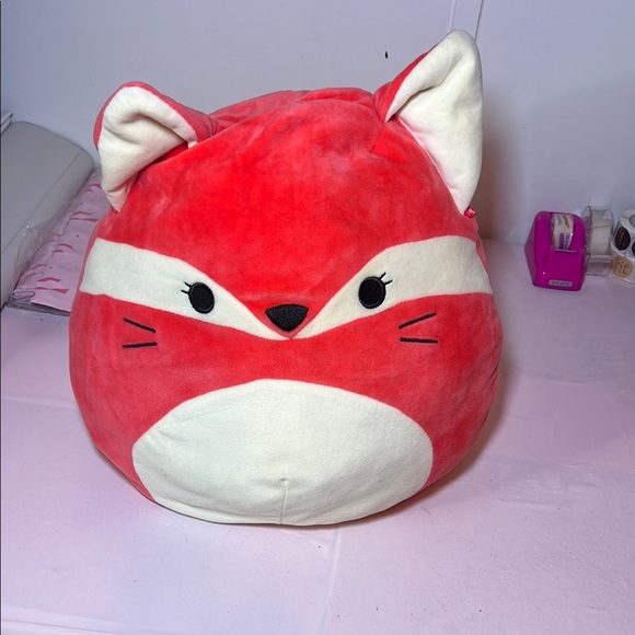 Red and White Fox Plush Pillow - Picture 1 of 7